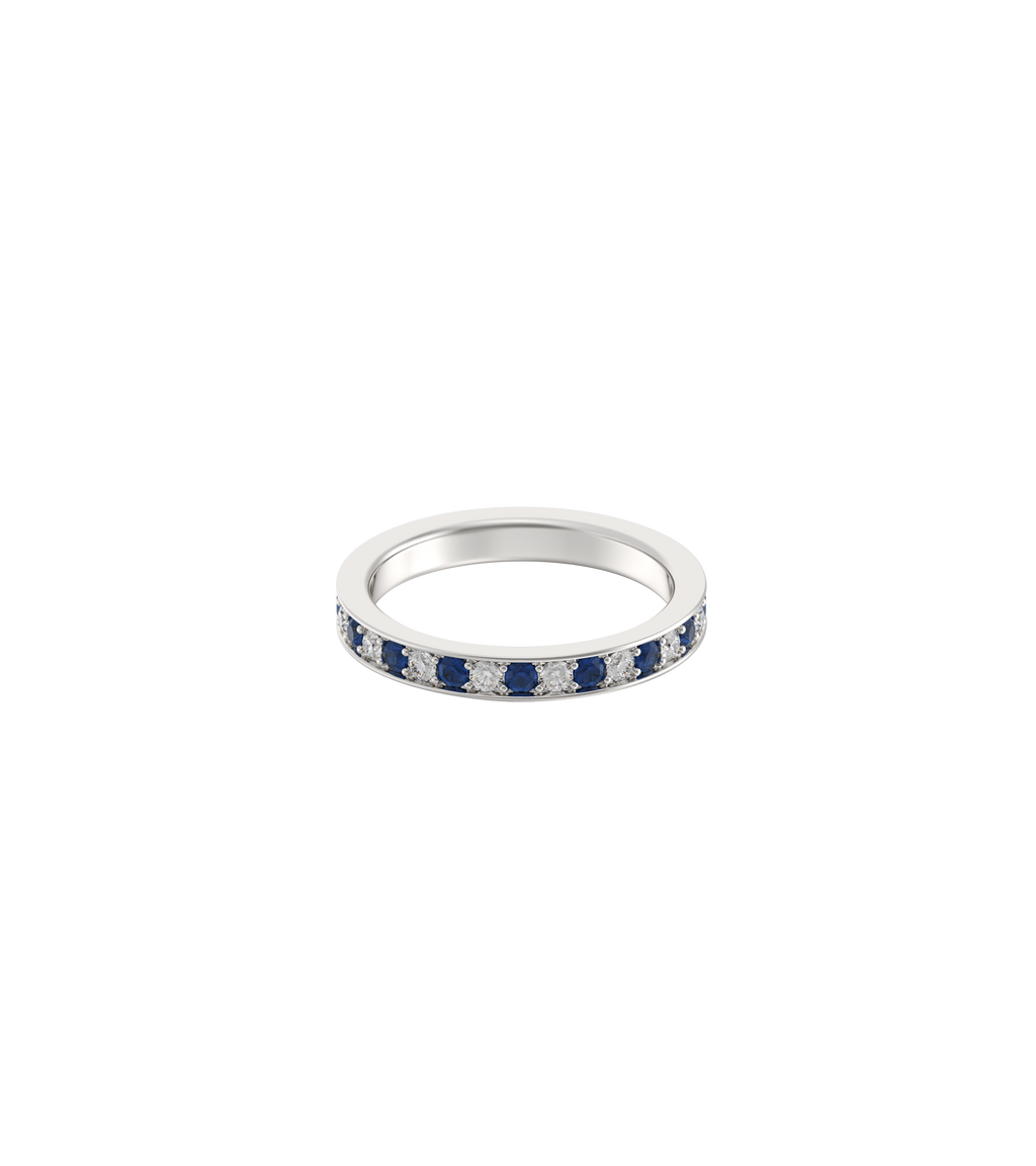 Platinum--100% Coverage Sapphires and Lab Grown Diamonds (0.68ct)--Know Ring Size, Platinum--100% Coverage Sapphires and Lab Grown Diamonds (0.68ct)--Decide Ring Size Later,