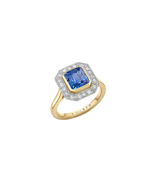 14ct Yellow Gold and Sapphire--Emerald and lab grown diamonds--Decide Ring Size Later, 14ct Yellow Gold and Platinum--Sapphire and lab grown diamonds--Know The Ring Size,