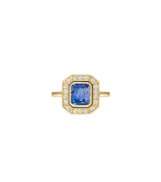 14ct Yellow Gold--Sapphire and lab grown diamonds--Decide Ring Size Later, 14ct Yellow Gold--Sapphire and lab grown diamonds--Know The Ring Size, 