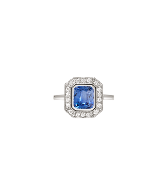 Platinum--Sapphire and lab grown diamonds--Decide Ring Size Later, Platinum--Sapphire and lab grown diamonds--Know The Ring Size, 