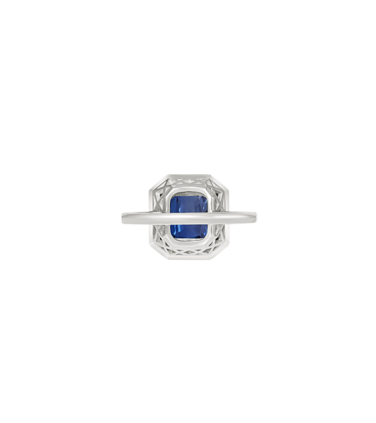 Platinum--Sapphire and lab grown diamonds--Decide Ring Size Later, Platinum--Sapphire and lab grown diamonds--Know The Ring Size, 
