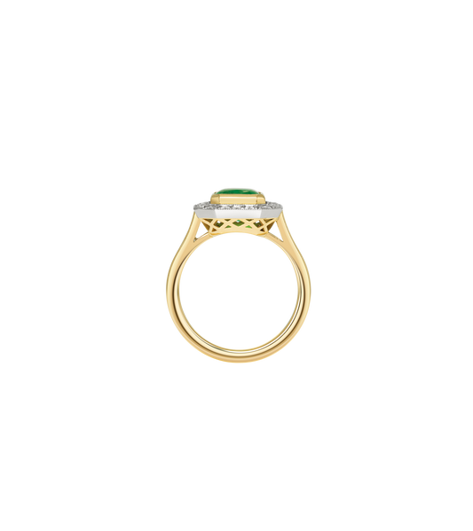 14ct Yellow Gold and Platinum--Emerald and lab grown diamonds--Decide Ring Size Later, 14ct Yellow Gold and Platinum--Emerald and lab grown diamonds--Know The Ring Size, 