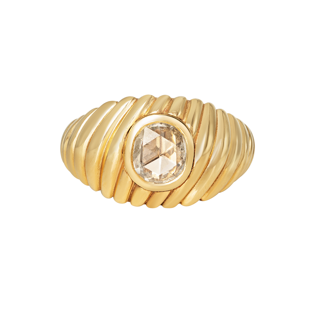 Rose-Cut Diamond Wave Ring