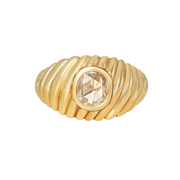 Rose-Cut Diamond Wave Ring