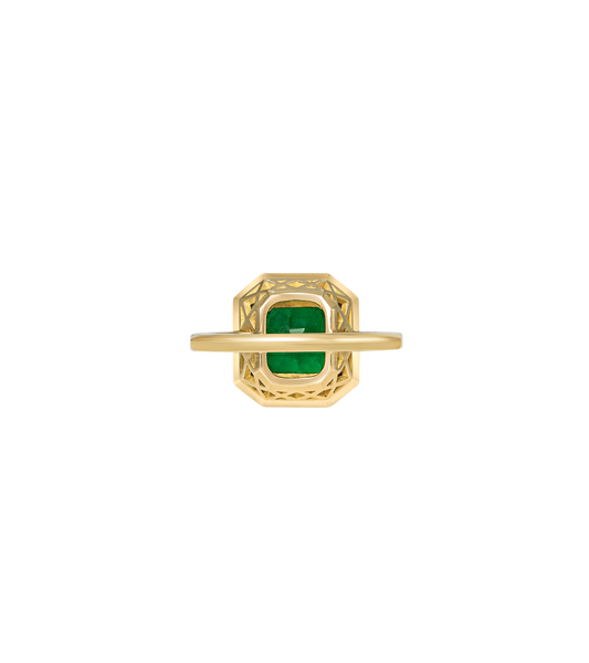 14ct Yellow Gold--Emerald and lab grown diamonds--Decide Ring Size Later, 14ct Yellow Gold--Emerald and lab grown diamonds--Know The Ring Size, 