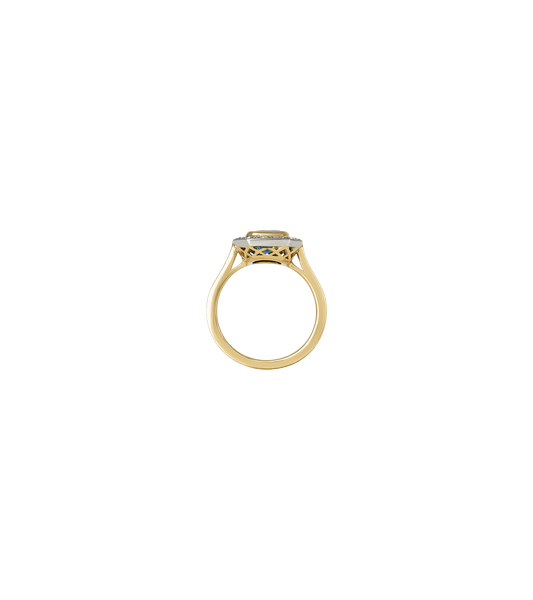 14ct Yellow Gold and Platinum--Sapphire and lab grown diamonds--Decide Ring Size Later, 14ct Yellow Gold and Platinum--Sapphire and lab grown diamonds--Know The Ring Size, 