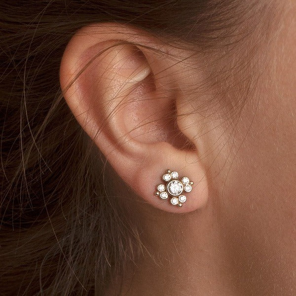 Yellow Gold Primavera Diamond Stud Earrings for Women | Lylies 