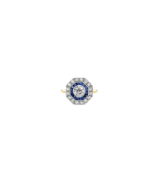 Sapphires and Lab Grown Diamonds--Decide Ring Size Later--14ct Yellow Gold and Platinum, Sapphires and Lab Grown Diamonds--Know The Ring Size--14ct Yellow Gold and Platinum,