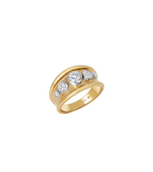 18ct Yellow Gold and Platinum--1.24ct Lab Grown Diamonds--Decide Ring Size Later, 18ct Yellow Gold and Platinum--1.24ct Lab Grown Diamonds--Know The Ring Size,